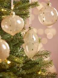Six Jewelled Stripe Glass Baubles - thumbnail 1