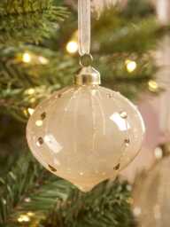 Six Jewelled Stripe Glass Baubles - thumbnail 4