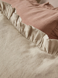 Ruffle Cotton Linen Square Cushion Cover - Natural - thumbnail 5