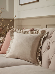 Ruffle Cotton Linen Square Cushion Cover - Natural - thumbnail 2