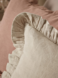 Ruffle Cotton Linen Square Cushion Cover - Natural - thumbnail 3