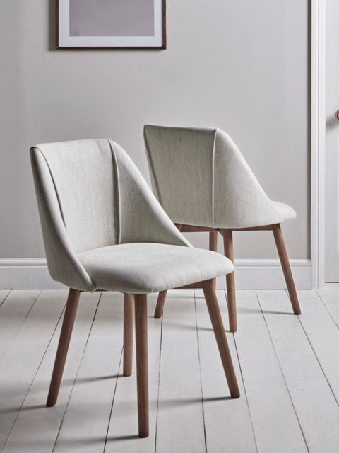 Two Upholstered Dining Chairs - Stone - image 1