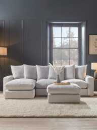 Lyon Chaise Left Hand Sofa - Seashell Opulent Cotton Velvet - thumbnail 1