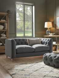 Sarnia Two Seater Sofa - Navy Opulent Cotton Velvet - thumbnail 1