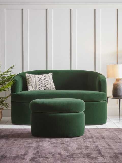 Lulea Ottoman - Cardamom Opulent Cotton Velvet - image 1
