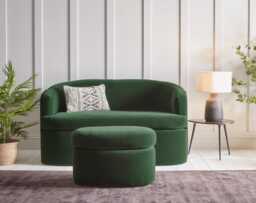 Lulea Ottoman - Cardamom Opulent Cotton Velvet - thumbnail 3