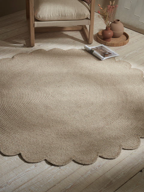 Agna Round Scalloped Rug - Natural - image 1