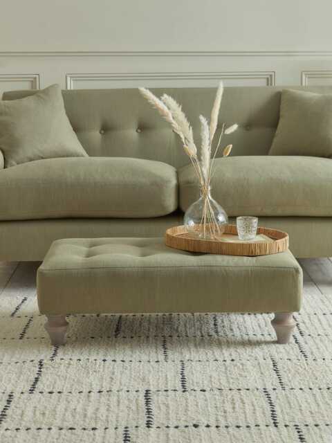 Visby Ottoman - Warm Sand Wide Cotton Stripe - image 1