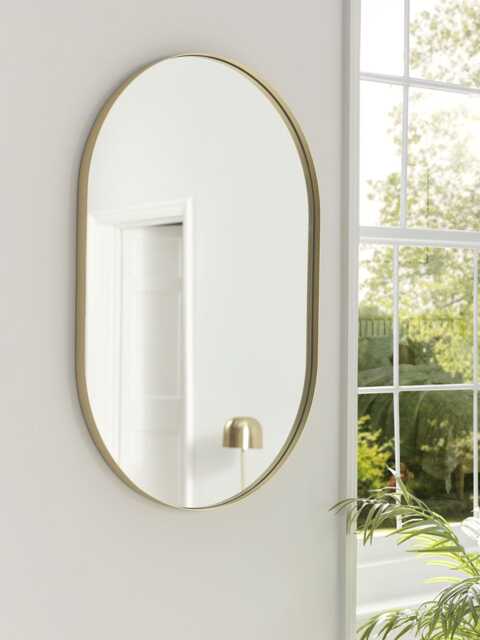 Slim Frame Oval Mirror - Soft Gold - image 1