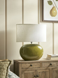 Olive Green Glazed Table Lamp - thumbnail 1