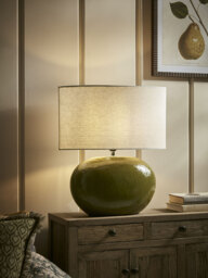 Olive Green Glazed Table Lamp - thumbnail 2