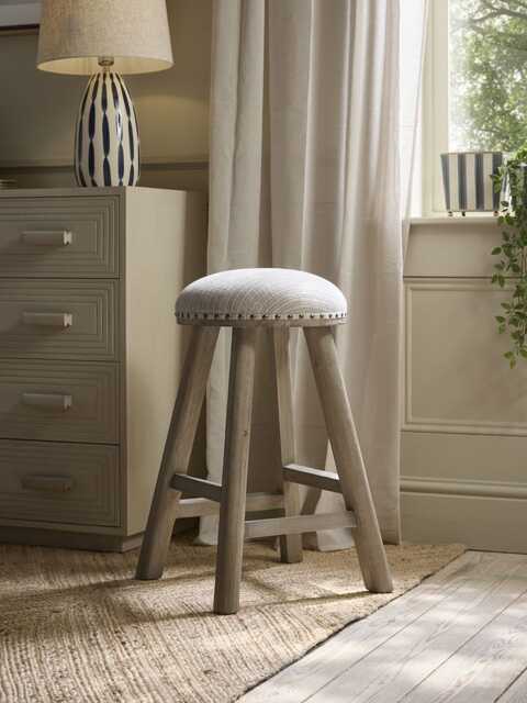 French Blue Striped Stool - image 1