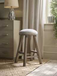 French Blue Striped Stool - thumbnail 1