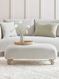 Geneve Ottoman - Mink Grey Opulent Cotton Velvet - thumbnail 1