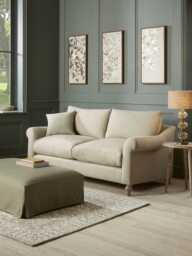 Kalmar Three Seater Sofa - Dusky Blue Cotton Stripe