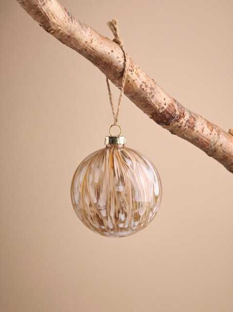 Twelve Painterly Glass Baubles - Taupe - image 1