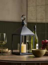 Black Coated Metal Lantern- Medium