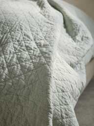 Cotton Quilted Throw - Green Stripe - thumbnail 2