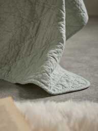 Cotton Quilted Throw - Green Stripe - thumbnail 5