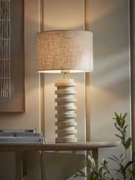 Ribbed Travertine Table Lamp - thumbnail 2