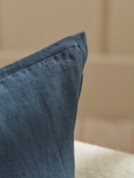 Cotton Linen Rectangular Cushion Cover - Steel Blue - thumbnail 2