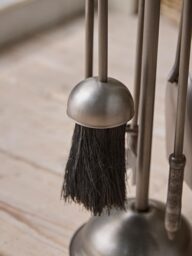 Antique Pewter Ball Topped Fireside set - thumbnail 3