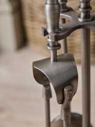 Antique Pewter Ball Topped Fireside set - thumbnail 5