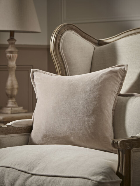 Velvet & Cotton Linen Square Cushion Cover - Putty - image 1