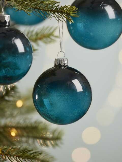 Six Starry Ombre Glass Baubles - Midnight
