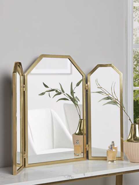 Brass Folding Dressing Table Mirror - image 1