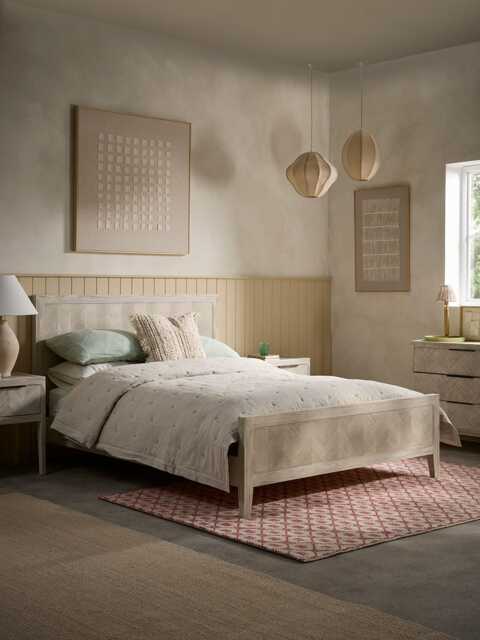 Tova Limewashed Bed - Double - image 1