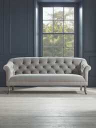 Domme Three Seater Sofa - Mink Grey Opulent Cotton Velvet - thumbnail 5