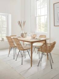 Chevron Oak Extendable Rectangle Dining Table - 6 to 8 Seater - thumbnail 1