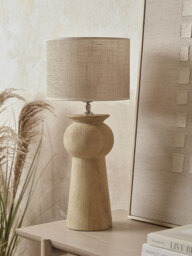 Carved Mango Wood Table Lamp - thumbnail 1