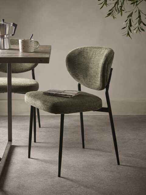 Green Boucle Upholstered Dining Chair - Set of 2 - image 1