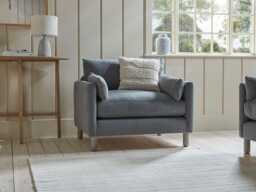 Edmonton Love Seat - Nordic Blue Cotton Linen - thumbnail 3