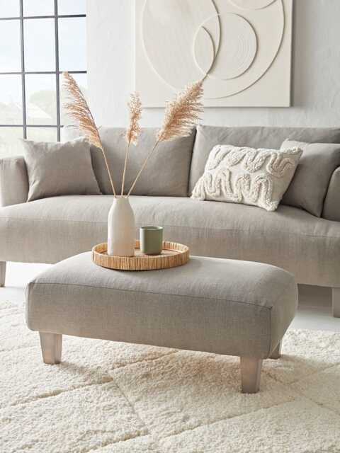 Palma Ottoman - Fog Opulent Cotton Velvet - image 1