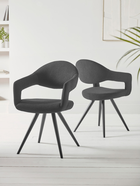 Black Bouclé© Upholstered Dining Chair - Set of 2 - image 1