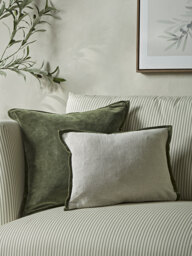 Velvet & Cotton Linen Rectangular Cushion Cover - Moss Green - thumbnail 5