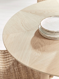 Chevron Oak Round Dining Table - 4 Seater - thumbnail 4