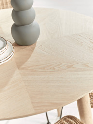 Chevron Oak Round Dining Table - 4 Seater - thumbnail 3