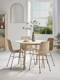 Chevron Oak Round Dining Table - 4 Seater - thumbnail 1