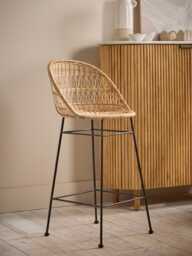 Round Rattan Wicker Counter Stool - thumbnail 1