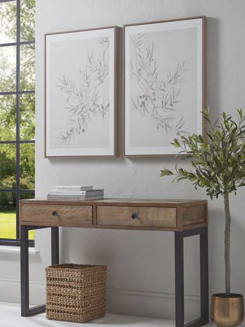 Two Framed Olive Canvases - image 1