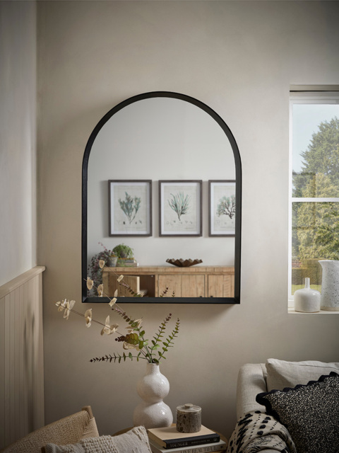 Arched Black Oak Mirror - image 1