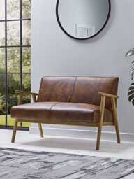 Relaxed Lounge Sofa - Tan Leather - thumbnail 1