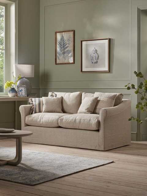 Silves Two Seater Sofa - Vintage Taupe Cotton Stripe - image 1