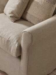 Silves Two Seater Sofa - Vintage Taupe Cotton Stripe - thumbnail 2
