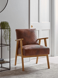 Relaxed Lounge Chair - Tan Leather - thumbnail 1