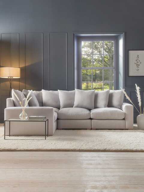 Lyon Corner Sofa - Mink Grey Opulent Cotton Velvet - image 1